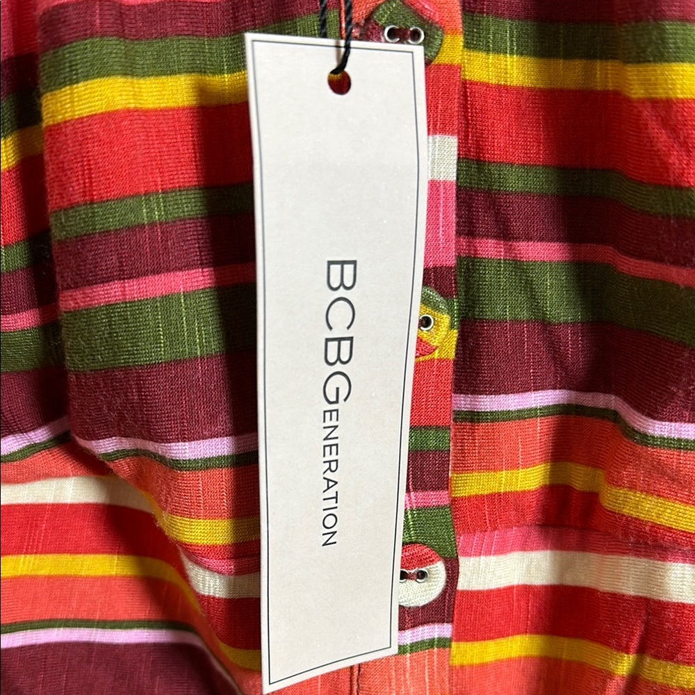 NEW BCBGeneration Striped Multicolor Button-Up‎ Top - Picture 5 of 10